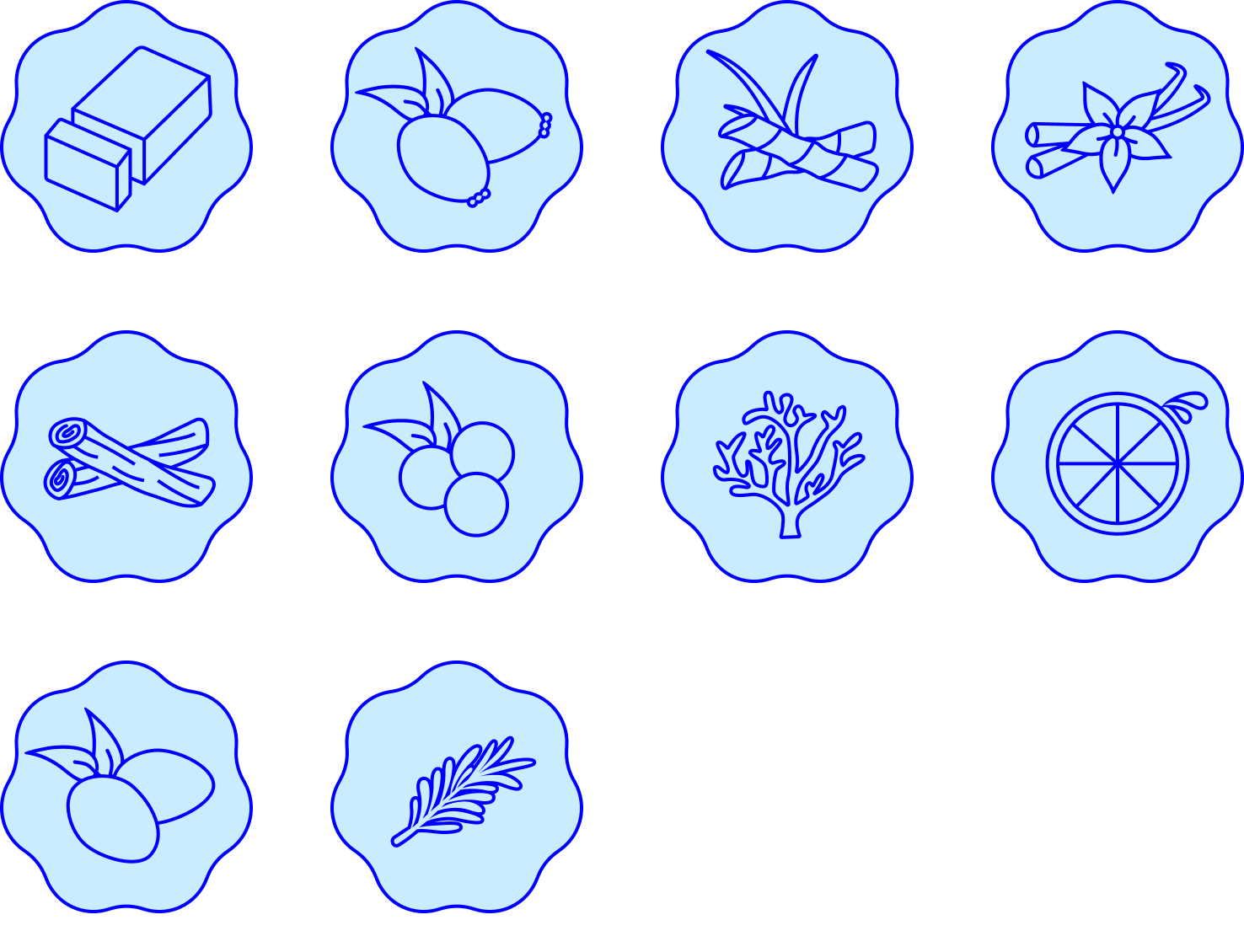 Outlined ingredient icons